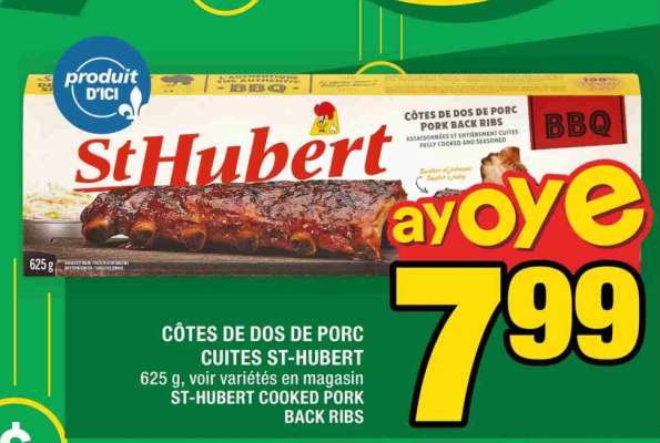 CÔTES DE DOS DE PORC CUITES ST-HUBERT