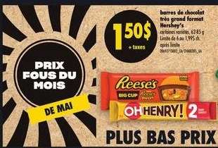 barres de chocolat très grand format Hershey's