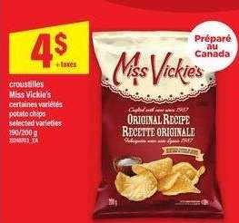 MISS VICKIE’S POTATO CHIPS