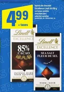 LINDT EXCELLENCE CHOCOLATE BARS