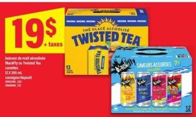boisson de malt alcoolisée BlackFly ou Twisted Tea