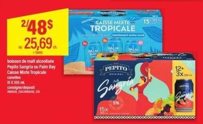 Pepito Sangria ou Palm Bay Caisse Mixte Tropicale