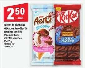 barres de chocolat KitKat ou Aero Nestlé