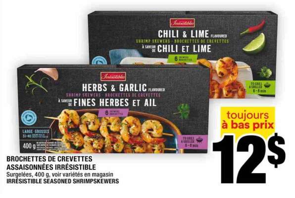 BROCHETTES DE CREVETTES ASSAISONNÉES IRRÉSISTIBLE