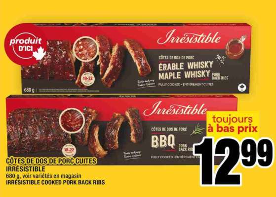 CÔTES DE DOS DE PORC CUITES IRRÉSISTIBLE