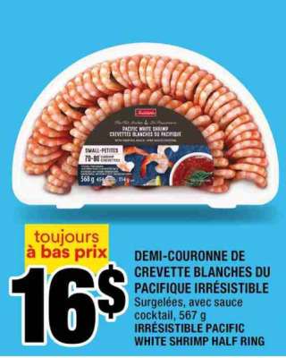 Demi-couronne de crevette blanches du Pacifique Irrésistible