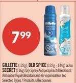 GILLETTE, OLD SPICE or SECRET Dry Spray Antiperspirant/Deodorant