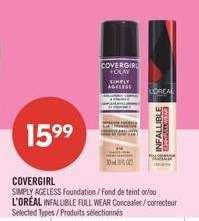 COVERGIRL SIMPLY AGELESS Foundation / L'ORÉAL INFALLIBLE FULL WEAR Concealer