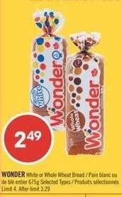 WONDER WHITE or WHOLE WHEAT BREAD