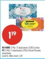 NO NAME 2-Ply / PC 3-Ply Facial Tissues