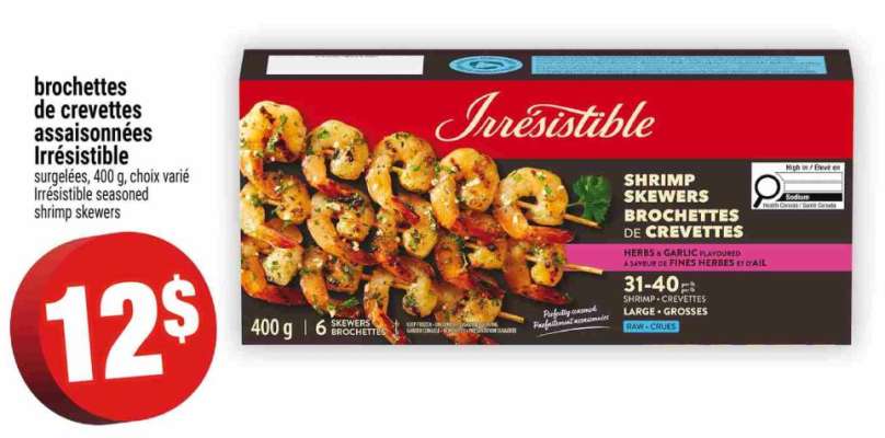 BROCHETTES DE CREVETTES ASSAISONNÉES IRRÉSISTIBLE
