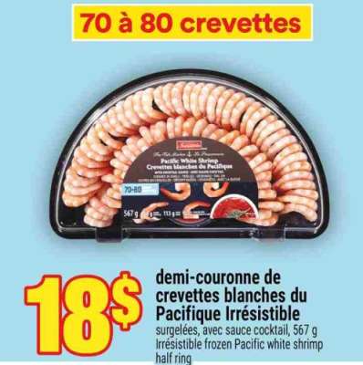 Demi-couronne de crevettes blanches du Pacifique Irrésistible