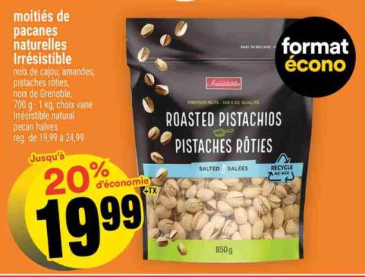 moitiés de pacanes naturelles Irrésistible