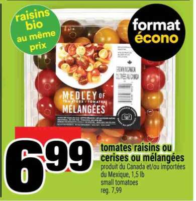 tomates raisins ou cerises ou mélangées