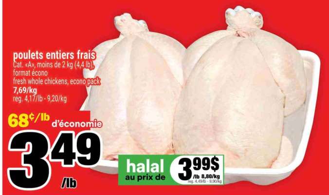 POULETS ENTIERS FRAIS,