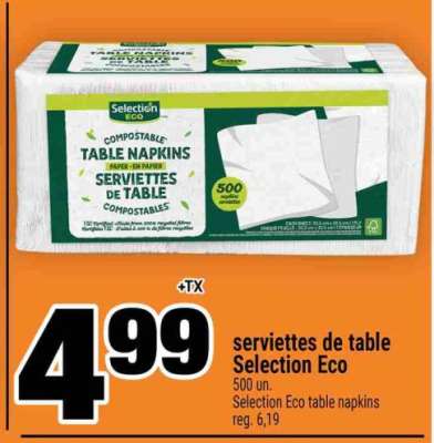 SERVIETTES DE TABLE SELECTION ECO