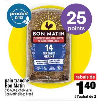 pain tranché Bon Matin