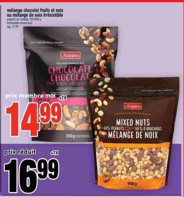 mélange chocolat fruits et noix ou mélange de noix Irrésistible