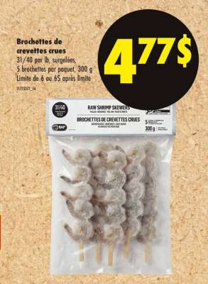 Brochettes de crevettes crues