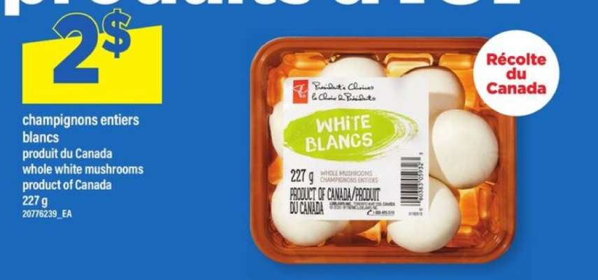 champignons entiers blancs