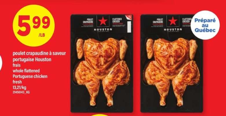 poulet crapaudine à saveur portugaise Houston