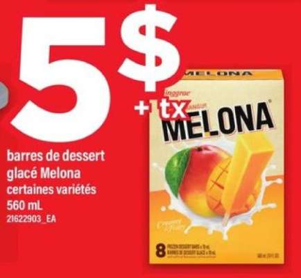 barres de dessert glacé Melona