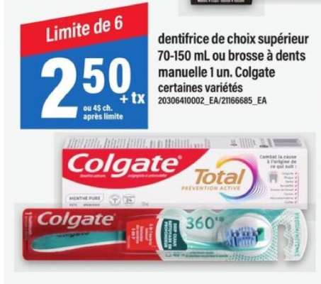 Colgate dentifrice ou brosse à dents