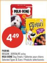 PURINA BEGGIN', DENTALIFE or MILK-BONE Dog Treats