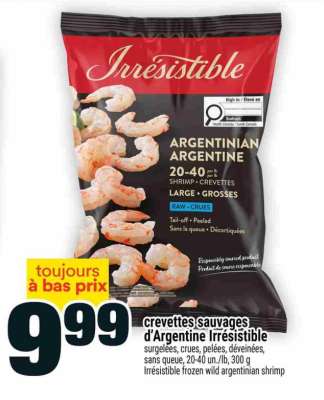 Crevettes sauvages d'Argentine Irrésistible