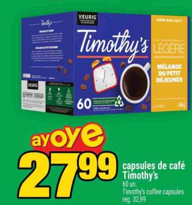 CAPSULES DE CAFÉ TIMOTHY'S