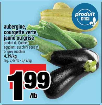 Aubergine, courgette verte, jaune ou grise