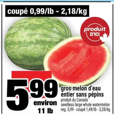 Gros melon d'eau entier sans pépins