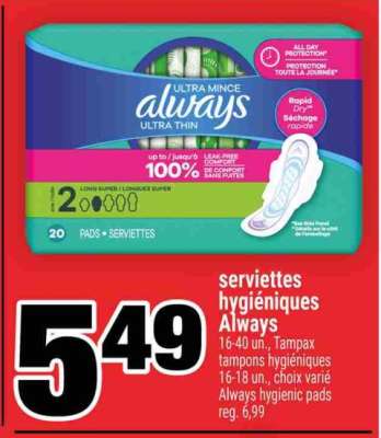 serviettes hygiéniques Always