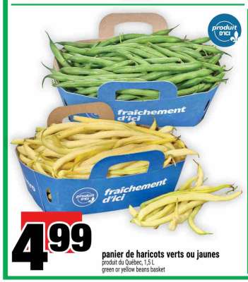 panier de haricots verts ou jaunes