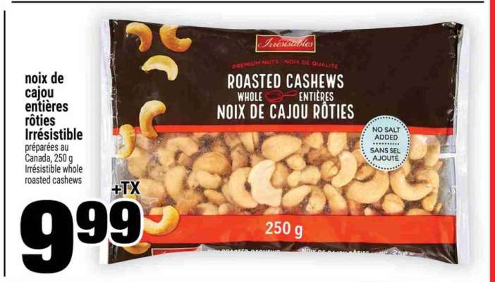 noix de cajou entières rôties Irrésistible
