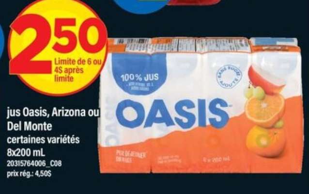 jus Oasis, Arizona ou Del Monte