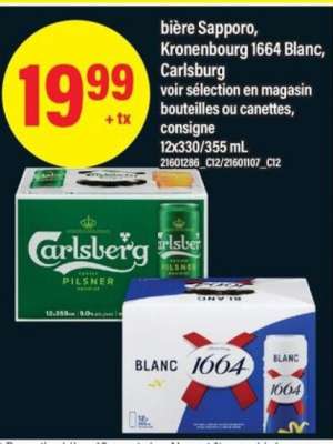 bière Sapporo, Kronenbourg 1664 Blanc, Carlsburg