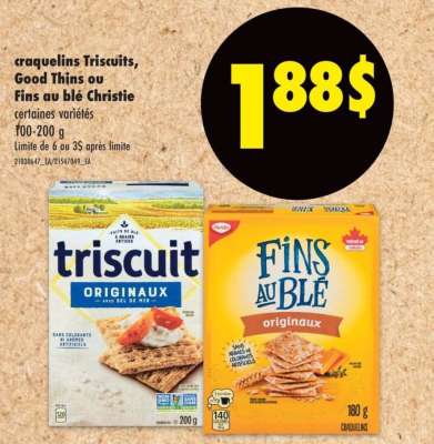 Craquelins Triscuits, Good Thins ou Fins au blé Christie