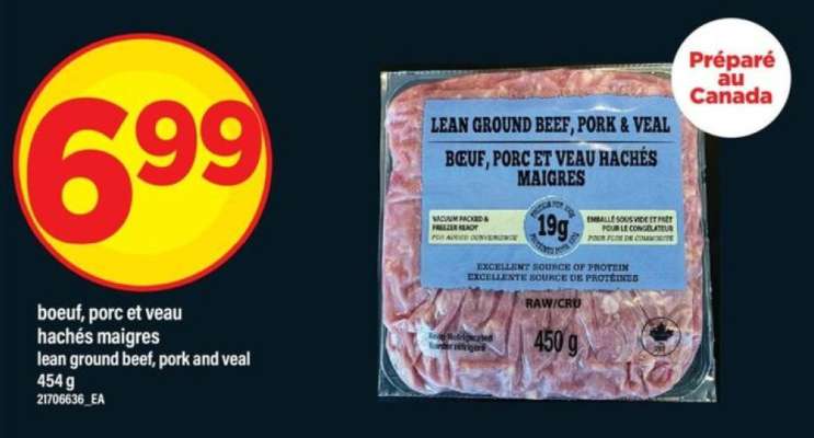 bœuf, porc et veau hachés maigres