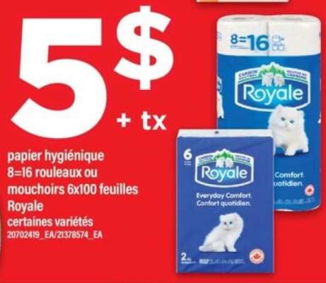 papier hygiénique ou mouchoirs Royale