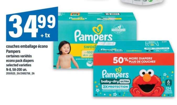 Pampers couches emballage écono