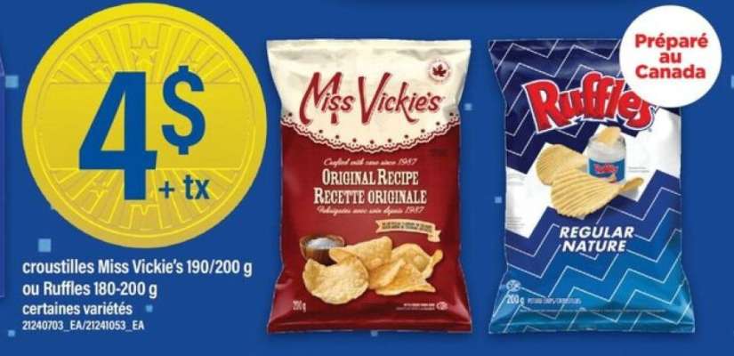 Croustilles Miss Vickie's ou Ruffles