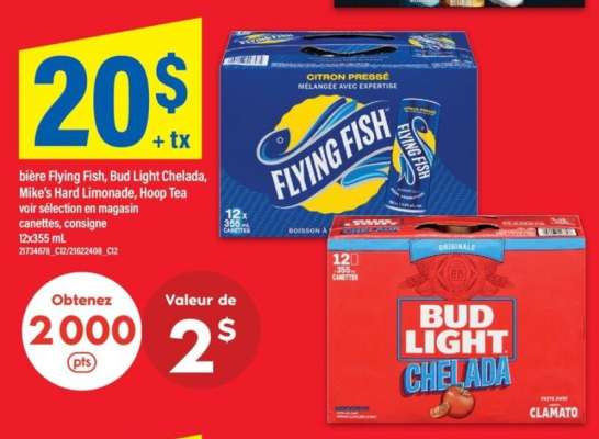 Flying Fish, Bud Light Chelada, Mike's Hard Lemonade, Hoop Tea