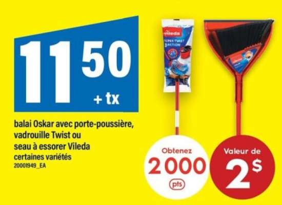 balai Oskar avec porte-poussière, vadrouille Twist ou seau à essorer Vileda