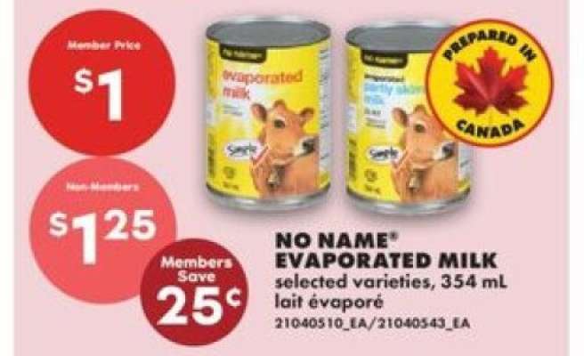 NO NAME EVAPORATED MILK