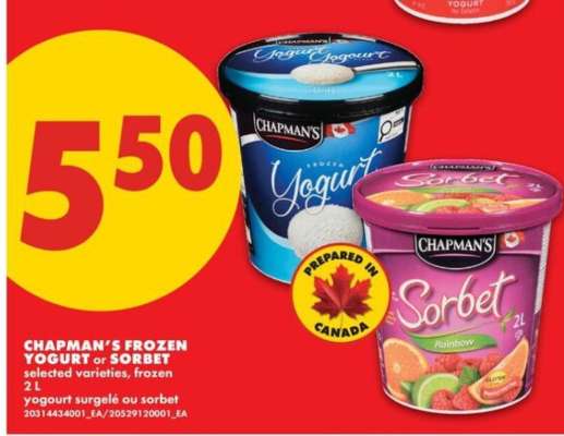 CHAPMAN'S FROZEN YOGURT OR SORBET