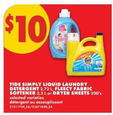Tide Simply Liquid Laundry Detergent or Fleecy Fabric Softener