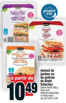 émincé de jambon ou de poitrine de dinde Selection