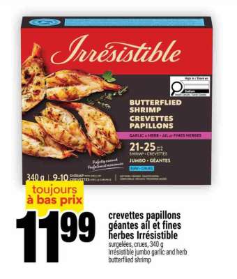 CREVETTES PAPILLONS GÉANTES AIL ET FINES HERBES IRRÉSISTIBLE