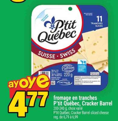 FROMAGE EN TRANCHES P'TIT QUÉBEC, CRACKER BARREL